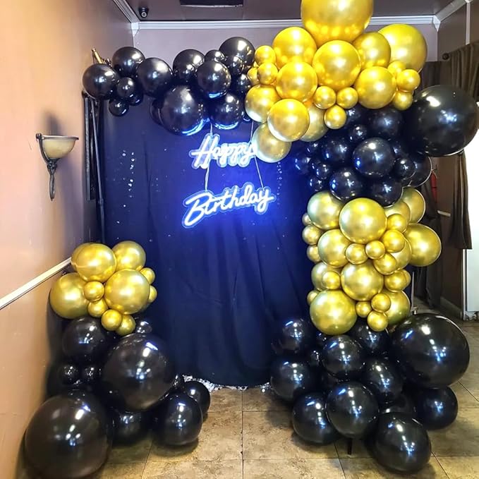 Black and Gold Balloons, 50PCS 12 Inch Black and Gold Confetti Balloon Party Decorations for Birthday,Graduation,New Years,Wedding,Engagement Party Decorations
