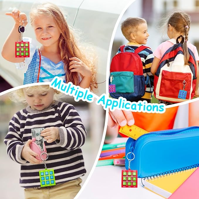 16PCS Tic Tac Toe Game Birthday Party Favors Easter Basket Goodie Bags Stuffers for Kids 3-5 4-8 8-12 Classroom Treasure Box Carnival Prize Small Toys Bulk Keychain Pinata Filler Return Gift Girl Boy