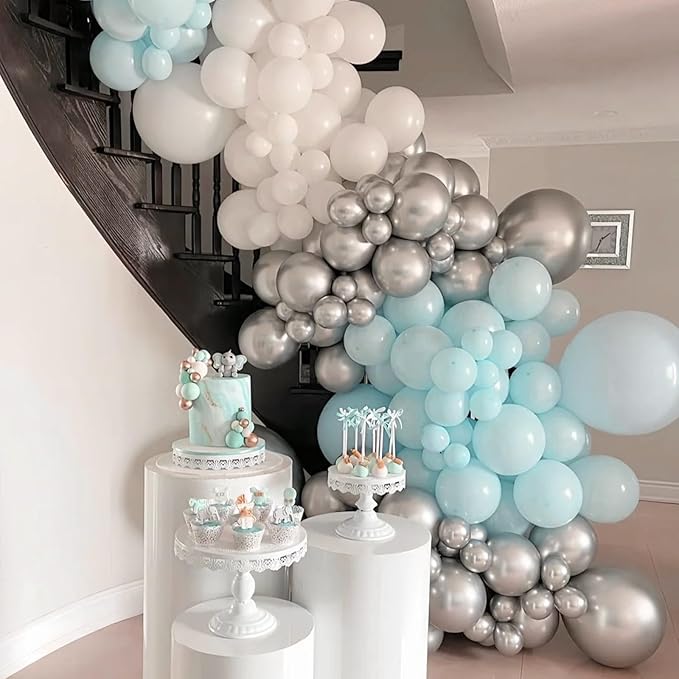 105pcs Pale Aqua Balloons 12inch Party Latex Balloons for Boys Girls Birthday Baby Shower Gender Reveal Wedding Sunflower Party Decorations