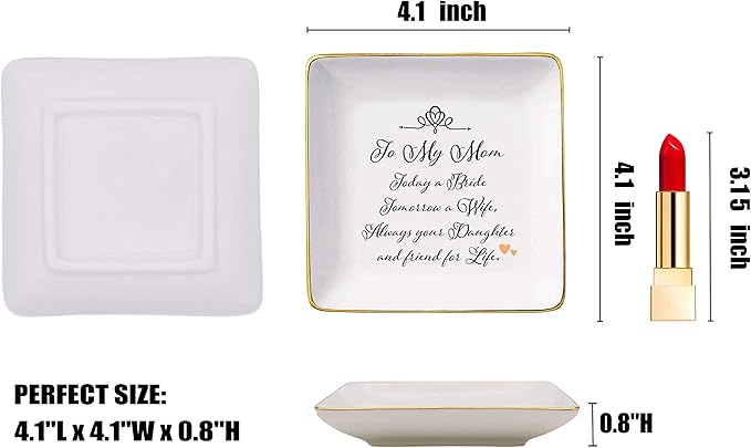 Topthink Gifts for Mother of The Bride – Thank You Gifts for Mom-Wedding Present for Mother - Bridal Shower Present-Today A Bride-Ceramic Jewelry Holder Ring Dish Trinket Tray