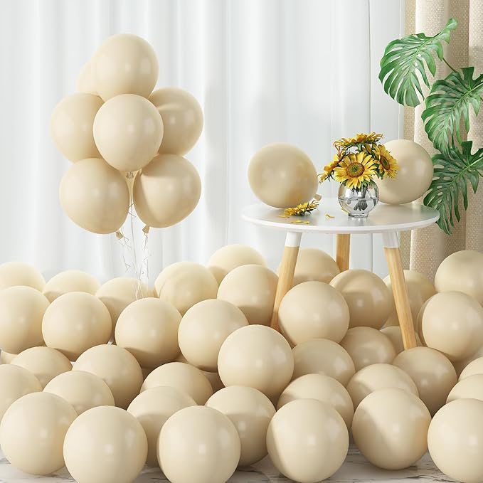 Ivory White Balloons 60pcs 5inch Small Cream Balloon for Balloon Garland Arch 5'' Round Mini Neutral Light Nude Latex Balloon for Kids Birthday Party Decoration DIY Baby Shower Wedding Annversary
