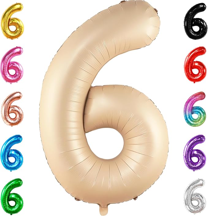KatchOn, Giant Caramel Number 6 Balloon - 40 Inch | 6th Birthday Balloon for 6th Birthday Decorations | 6 Balloons for Birthday | Six Number | 6 Year Old Balloons for 6 Year Decorations