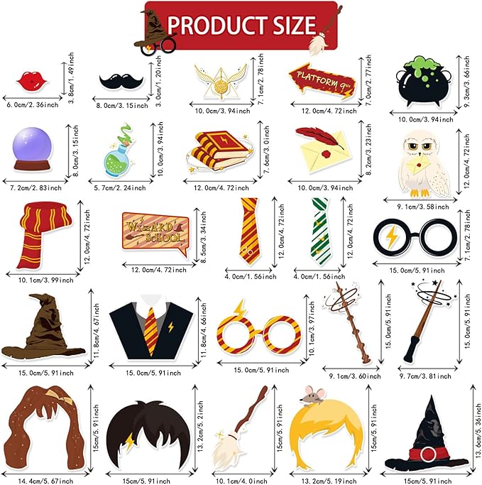 25 Pieces Magical Wizard Party Photo Booth Props Magical Photo Props Wizard Castle Themed Party Decorations for Kids Birthday Halloween Christmas School Party Supplies