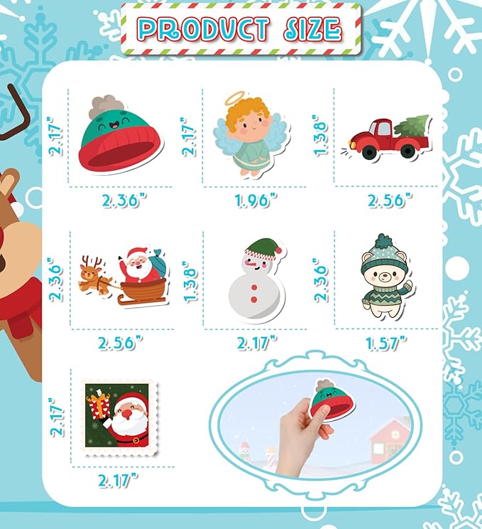 Stocking Stuffers for Kids, 100PCS Christmas Stickers, Toddler Stocking Stuffers, Kids Christmas Gifts for Boys Girls,Xmas Games Crafts Activities Party Favors Supplies