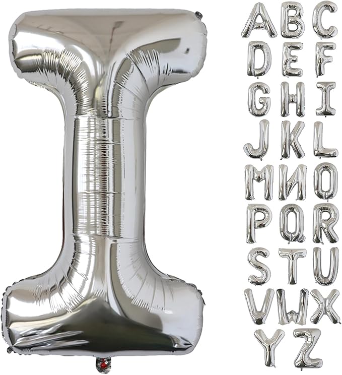KALOR 40 Inch Silver Letter I Balloons Jumbo Foil Mylar Helium Big Balloons for Birthday Party Anniversary Baby Shower Supplies
