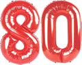 Red Jumbo Number 80 Balloon 40 Inch, Women Men 80 Birthday Supplies, Foil Helium 80 Birthday Giant Balloon, Mylar Red Number Balloons Anniversary Decorations