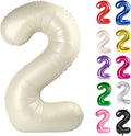 Cream Number 2 Balloon 40 Inch, 2 Balloon Number, 2nd Birthday Decorations for Baby Girls Boys Toddlers
