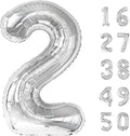 40 Inch Silver Number 2 Balloon Giant foil balloons numbers Silver 2th Birthday Balloon For Boy Girl Decorations 2 12 21st 22th Party Celebration Decorations Graduations Anniversary Baby Shower