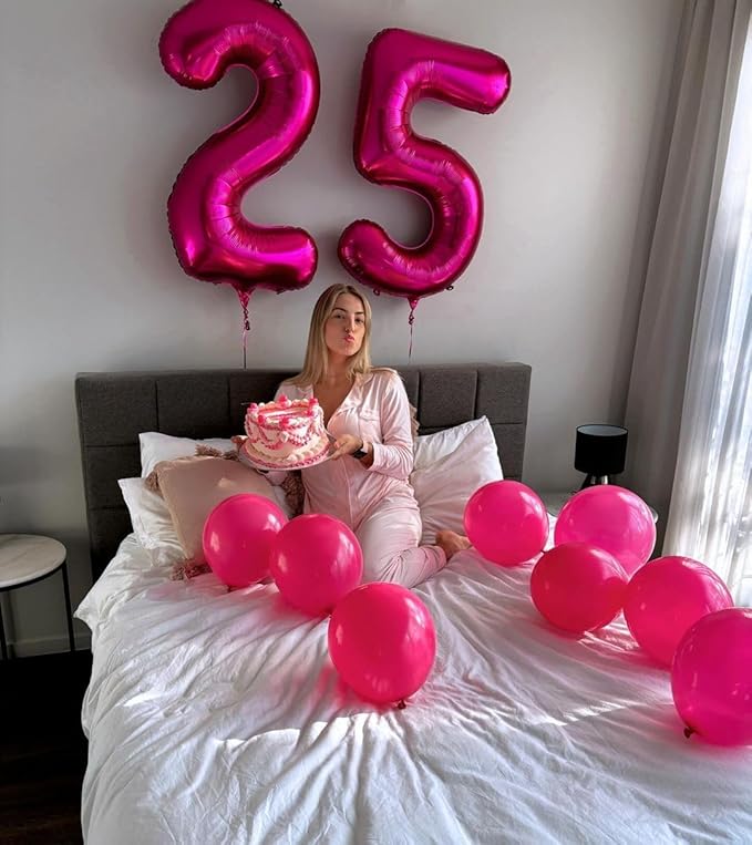 Hot Pink 2 Balloon, Number Balloons 40 Inch, 2nd Balloon Number Birthday Decorations, Second Two Birthday Party Supplies, Number 2 Balloon