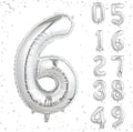 40 Inch Silver Number Balloons, Helium Mylar Foil Number Balloons for Birthdays, Number 6 Balloon for Party Wedding Bachelorette Birthday Bridal Shower Anniversary Celebration Party Decorations