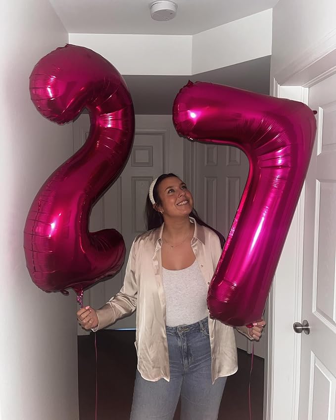 Hot Pink Number 0 Balloon 40 Inch, 0 Balloon Numberfor 10th 20th 30th 40th 50th 60th Birthday Decorations, Hot Pink Party Supplies for Men Women