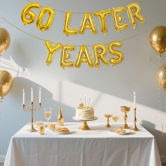 Gold 60 Years Later Letter Balloons 16in Balloon Foil Letter Decorations Party Decor Gold Letter Balloons 60 Years Later Party Supplies
