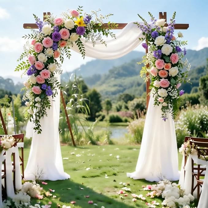 White Wedding Arch Draping Fabric 30'' x 18FT Sheer Chiffon Arch Drape Backdrop 1 Panel Drape for Easter Bridal Shower Baby Shower Photo Booth Church Decor Birthday Party Outdoor Decoration