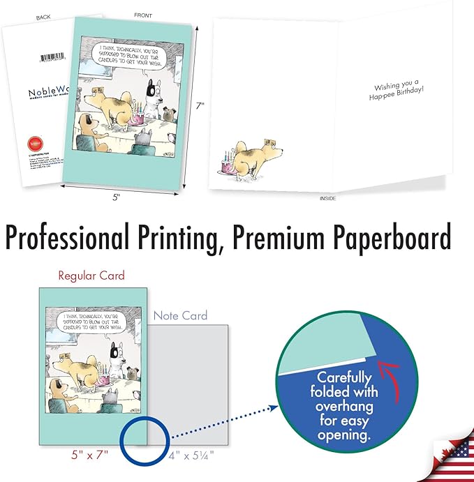 NobleWorks Humorous Birthday Greeting Card with 5 x 7 Inch Envelope (1 Card) Bday Dog Candles C10093BDG