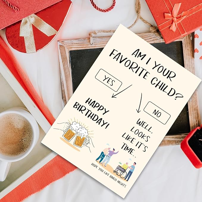 Funny Birthday Card for Dad Mom, Hilarious Dad Mom Birthday Card&Gift from Son Daughter Child Kids, Sibling Rivalry Birthday Card for Daddy Mommy Parent