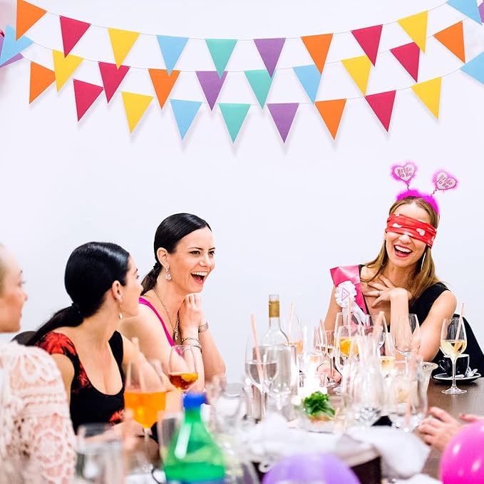 Outus 6 Pack 72 Flags/8.2 ft Rainbow Pennant Banner, Multicolor Bunting String Triangle Flags Garland for Birthday Party Classroom Carnival Baby Shower Indoor Outdoor Decorations(Vivid Colors)