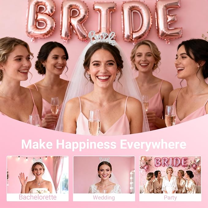 3Pcs Bride to Be Headband with Sash and Veil for Bachelorette Party Decorations，Bridal Shower Favors, Bridal Accessories for Gift