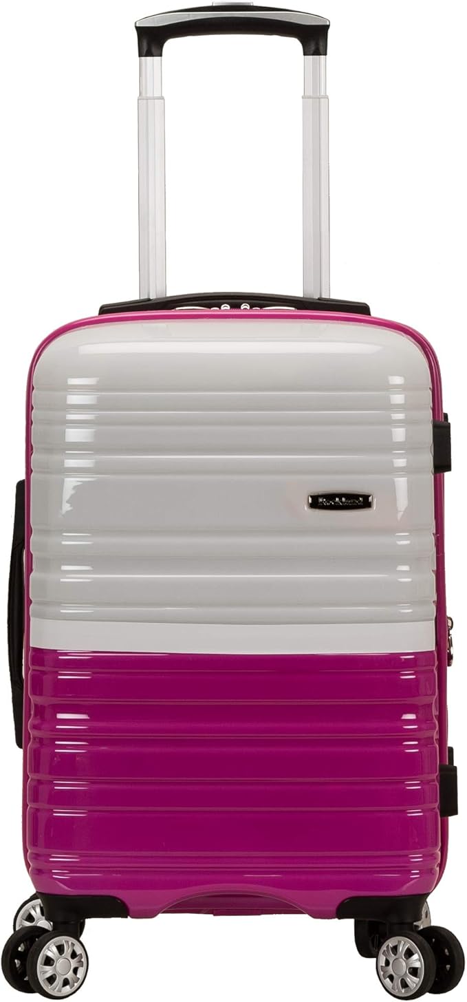 Rockland Melbourne Hardside 2 Piece Expandable Spinner Wheel Luggage Set, (20"/28"), Two Tone White
