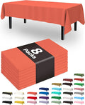 Pureegg Plastic Table Cloth Disposable 8 Pack, 54 x 108 Inch Table Cloths, Halloween Party, Thanksgiving Decorations, Harvest, Fall Tablecloths, Rectangle Tables, Leakproof & Sturdy, Orange