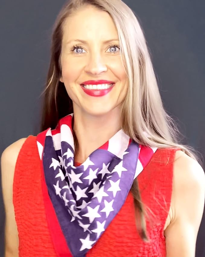 Red White and Blue American Flag Bandana Headband USA for Men and Women - Neck and Face Scarf Head Wrap