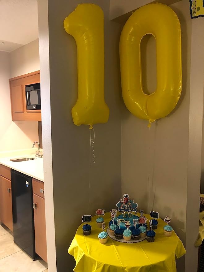 40 Inch Number Balloons, Yellow Balloons for Birthday Party Decoration, Foil Number 0 Ballon for 0, 10, 20, 100, 2026 Celebration, Birthday, Baby Shower, Anniversary Decor