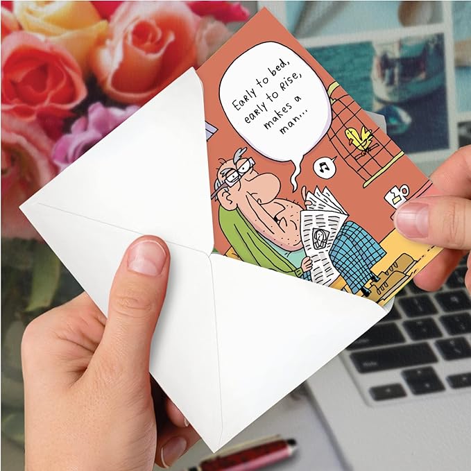 NobleWorks 50th Milestone Birthday Greeting Card with 5 x 7 Inch Envelope (1 Card) Early to Bed 50 Birthday 5089