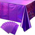 FunnyPars 8 Pack Iridescent Purple Plastic Tablecloths, Shiny Disposable Laser Rectangle Table Covers, Foil Tablecloth Iridescent Party Decorations for Kpop Birthday Bridal Wedding Decor, 54x108 Inch