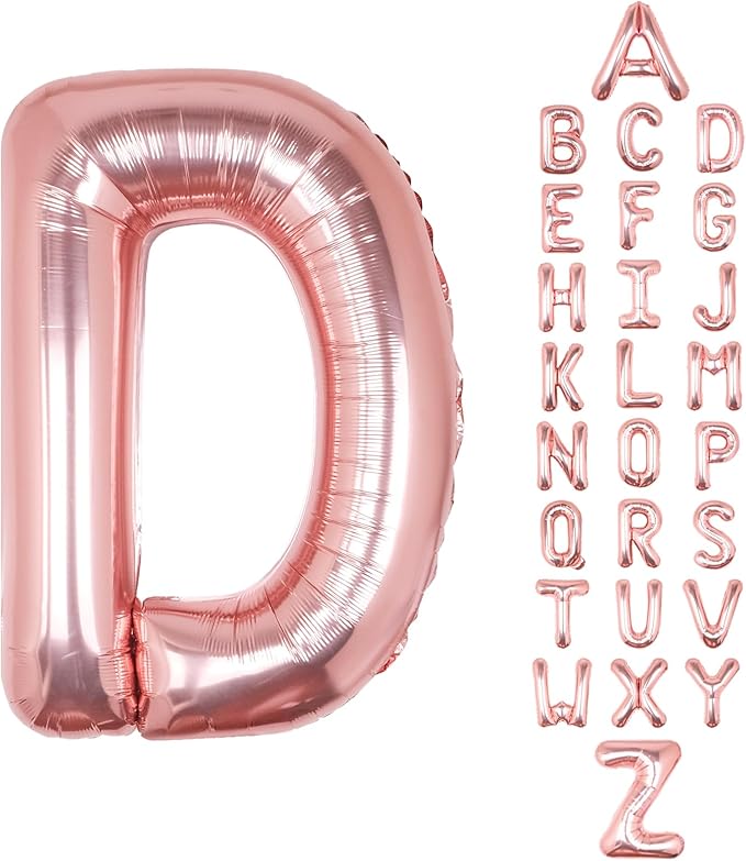 Letter Balloons 40Inch Large Giant big Foil Mylar Rose Gold Balloons D for Birthday Party Decorations