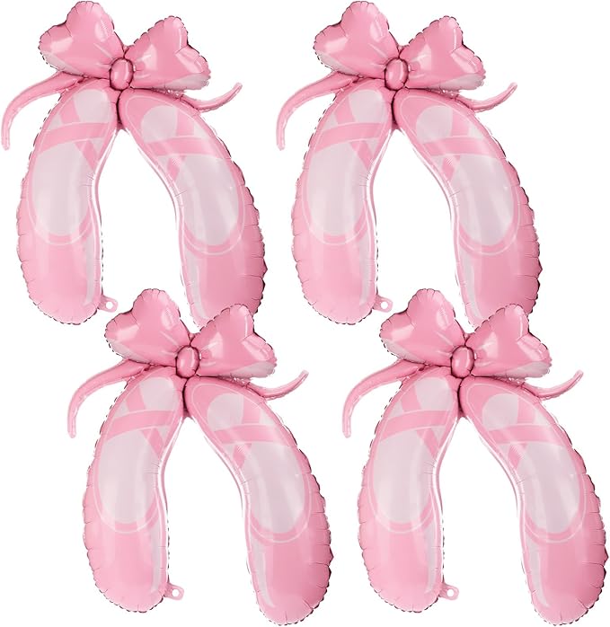 Lewtemi 4 Pcs Ballet Slippers Foil Balloon 40" Large Pink Ballerina Balloons Ballerina Birthday Party Decorations for Ballet Dancing Themed Party Wedding Baby Shower Graduation Supplies