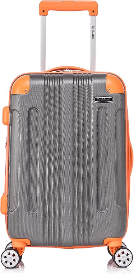 Rockland London Hardside 2 Piece Spinner Wheel Luggage Set, Carry-On 20" and Tote 14", Charcoal