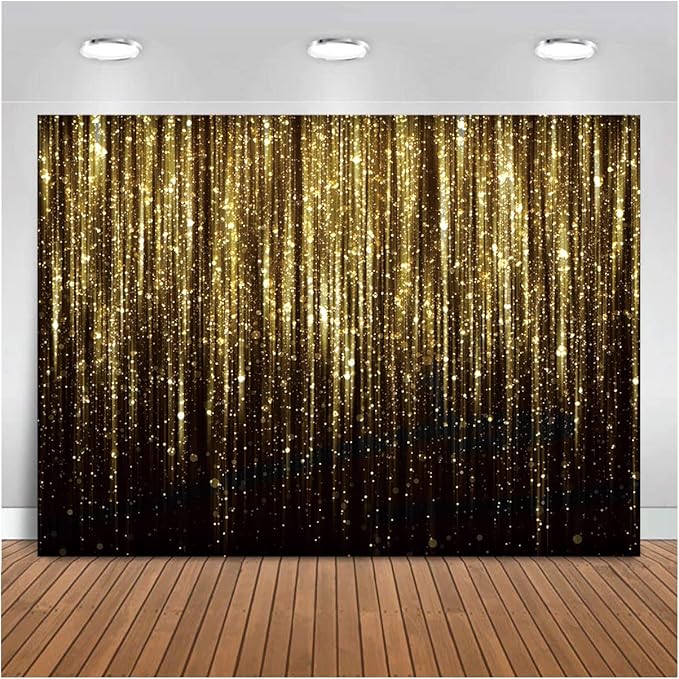 Black Gold for Adult Kids Birthday Party Photo Backdrop Decorations Banner Streamer Flash Banner Party Photography 7x5ft