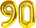 Gold Number 90 Balloon 40 inch, 90 Number Balloons, 90th Gold Birthday Decorations, 90 Year Old Women Men Golden Party Supplies