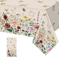 1 Pcs Spring Floral Tablecloth, Butterfly Wildflower Plastic Disposable Tablecloth Rectangle Table Covers for Easter, Birthday, Wedding, Mothers Day Tea Party Supplies and Decorations,54 x 108 Inch