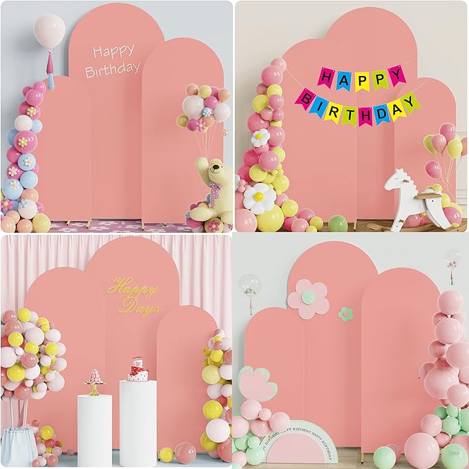 Wokceer Set of 3 Wedding Arch Cover Spandex Fitted Wedding Arch Stand Covers for Round Top Chiara Arch Backdrop Stands Cover for Birthday Party Ceremony Banquet Decoration 4ft,5ft,6ft Dusty Rose