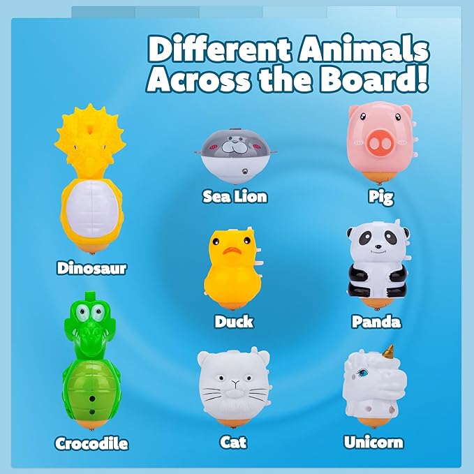 IPIDIPI TOYS Spineez Animal Light Up Spinning Tops – 8 Cute LED Spinners Toys, Easter Basket Stuffers for Kids, Birthday Party Favors, Goodie Bag Stuffers, School Prizes for Boys & Girls