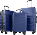 Sweetcrispy Carry on Suitcase, Luggage with Spinner Wheels, Hard Shell ABS, TSA Lock, Blue, 3-PCS Set (20/24/28 inch)