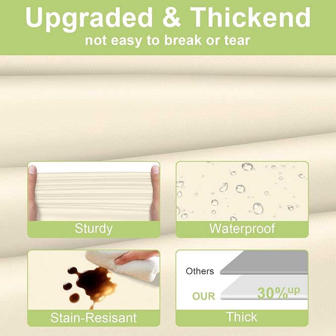 QIKSION Ivory Plastic Table Cloth Disposable 6 Pack, 54 x 108 Inch Beige Tablecloths for Party, Baby Shower, Harvest, Fall, Thanksgiving Decorations, Cream Rectangle Table Cover