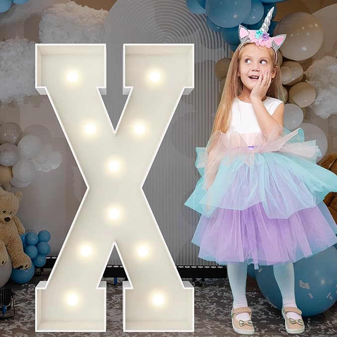 3FT Marquee Light Up Letters, Large Marquee Letters, Pre-cut Foam Board Letter X for Engagement Wedding Decorations Birthday Party Backdrop Decor, Balloon Arch Kit