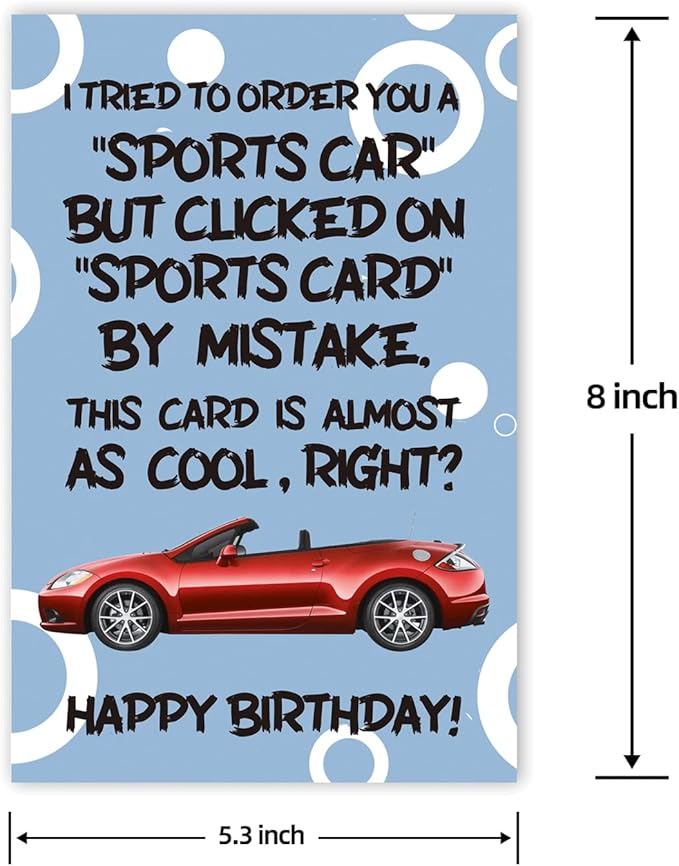 I Tried to Buy You A Sports Car Card! Humor Birthday Card for Daughter Son, Funny Supercar Card for Adult 18th Bday