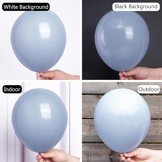PartyWoo Dusty Blue Balloons 50pcs 12 Inch Boho Dusty Purple Muted Lavender Latex Helium Balloons for Boy Baby Shower Anniversary Bachelorette Graduation Engagement Birthday Party Decorations Blue-F16