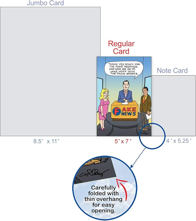 NobleWorks - 1 Funny Birthday Card Cartoons - Hilarious Comic Humor, Notecard with Envelope - Fake News Report C4653BDG