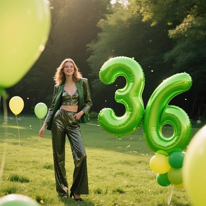 40 Inch Light Green Balloon Number 6 Balloon,6 Foil Mylar Helium Large Digital Balloon Birthday Numbers Jumbo Balloons 16th or 61st Anniversary Party Decorations Supplies