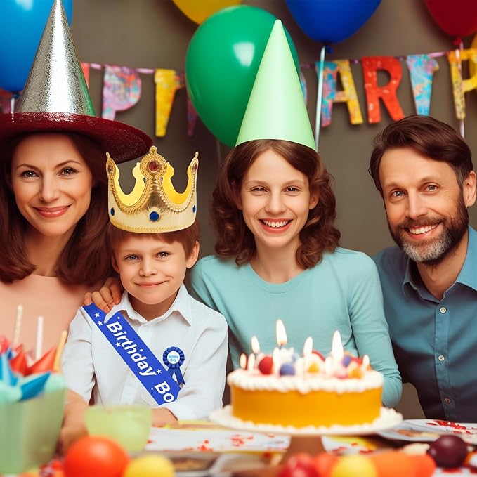 Birthday Party Set - King Crown, Sash, Decorations, Photo Props for Boys Kids Theme