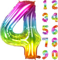 Number Balloon | Number 4 Balloons for 4th Rainbow Birthday Decorations | Giant Multicolor Mylar 4 Balloon Number - 40 Inch | Big Colorful 4 Birthday Balloons for Anniversary Party Supplies Favors