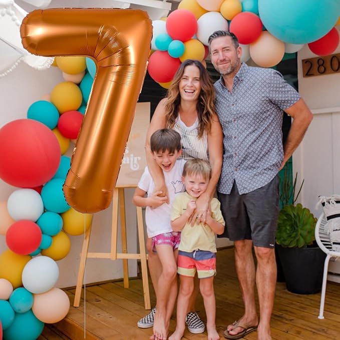 TONIFUL 40 Inch Orange Large Numbers Balloon 0-9 Birthday Party Decorations,Big Number 7 Foil Balloon Digital 7 for Birthday Party,Wedding, Bridal Shower,Engagement,Graduations,Anniversary,Baby Shower