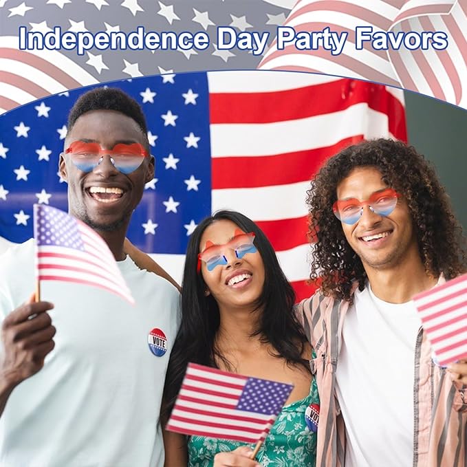 12 Pairs Star Sunglasses Bulk 4th of July Star Glasses Rimless Patriotic Fourth of July Star Shaped Party Sunglasses