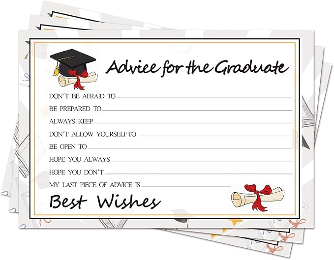 Graduation Wish Cards - 50PCs High School or College Graduation Advice Cards Supplies 2026 Decorations Grad Celebration Party Supplies for High School/College/Senior School