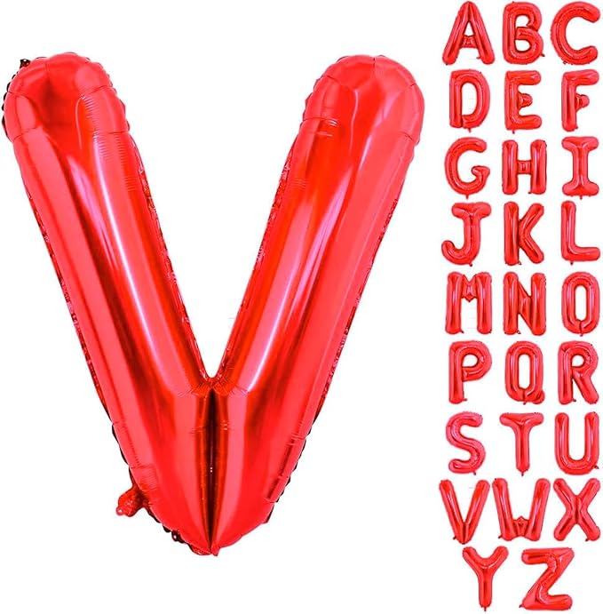 40 Inch Large Red Letter V Balloons Alphabet V Letter Balloons Foil Mylar Big Letter Balloons for Birthday Party Anniversary New Year Graduation Wedding Decorations