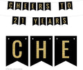 Andaz Press Faux Gold Glitter on Black Birthday Party Banner Decorations, Cheers to 21 Years, Approx 5-Feet, 1-Set, 21st Birthday Milestone Colored Hanging Pennant Decor