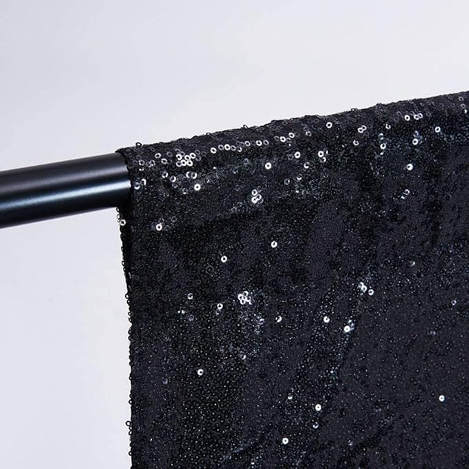 Juya Delight Sequin Backdrop Curtains Black Glitter Photo Booth Backdrop for Party Wedding Decoration,Black